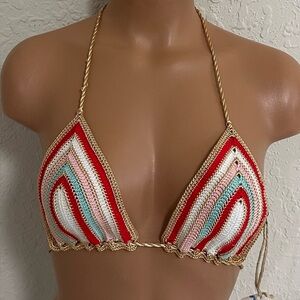 My Beachy Side Hand-Crochet Bikini top NWT